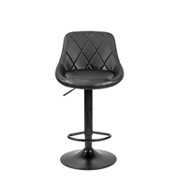 Tabouret de bar rembourré en cuir PU noir, hauteur réglable, pivotant, base en métal noir, mobilier moderne pour la maison et la cuisine