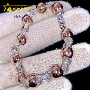 <span class=keywords><strong>Bracciale</strong></span> Cubano Personalizzato in <span class=keywords><strong>Argento</strong></span> Sterling 8mm con Diamanti Moissanite VVS, Gioielli Hip Hop - Product Image 5