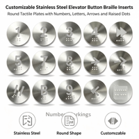 Plaques Tactiles Personnalisables en Acier Inoxydable pour Boutons d'Ascenseur avec Inscriptions Braille, Chiffres, Lettres, Flèches et Points en Relief – Taille et Modèle Personnalisables