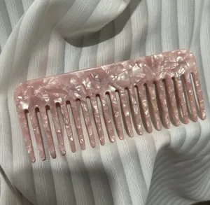 SAIYII Hot Selling Customized Pink Wide Tooth Custom Comb Cellulose Acetate 4 MM Hair Comb Set Anti-Static Combs