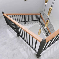 Rampe d'escalier moderne en bois massif et fer forgé, garde-corps de balcon en hêtre, balustrade de grenier, pour villa, jardin, escalier DIY