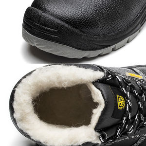 Erkek kış İş güvenliği botları hakiki deri çelik ayak inşaat için kaymaz fabrika iş PU örgü kumaş tabanlık - Product Image 6