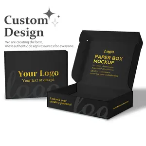 Embalagem de sapato impresso personalizado caixa preta de envio com logotipo