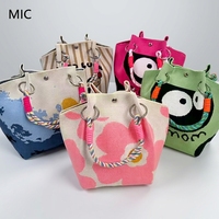 Tas Anyaman Wanita Gaya Korea Terlaris, Model Keranjang Sayur Kapasitas Besar, Motif Bunga, Tanpa Tali