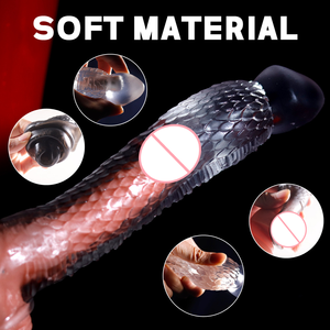 Guaine per Pene Riutilizzabili per Uomo per Ritardare <span class=keywords><strong>l</strong></span>'Eiaculazione, con Anello Vibrante Morbido per Allungamento ed Ingrandimento del Pene - Product Image 6