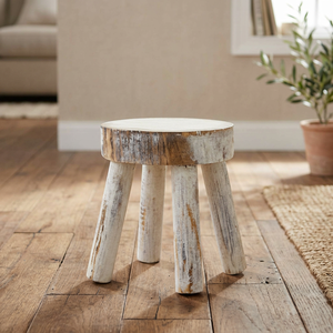 Tabouret de présentation rustique en bois, support décoratif d'intérieur pour plantes, petit tabouret moderne en bois blanchi, fournisseurs Inde - Product Image 3