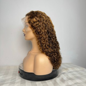 วิกผมหยิกแบบมนุษย์ไม่มีกาวติดลูกไม้แบบสั้นใสสีน้ำตาลอ่อน - Product Image 4