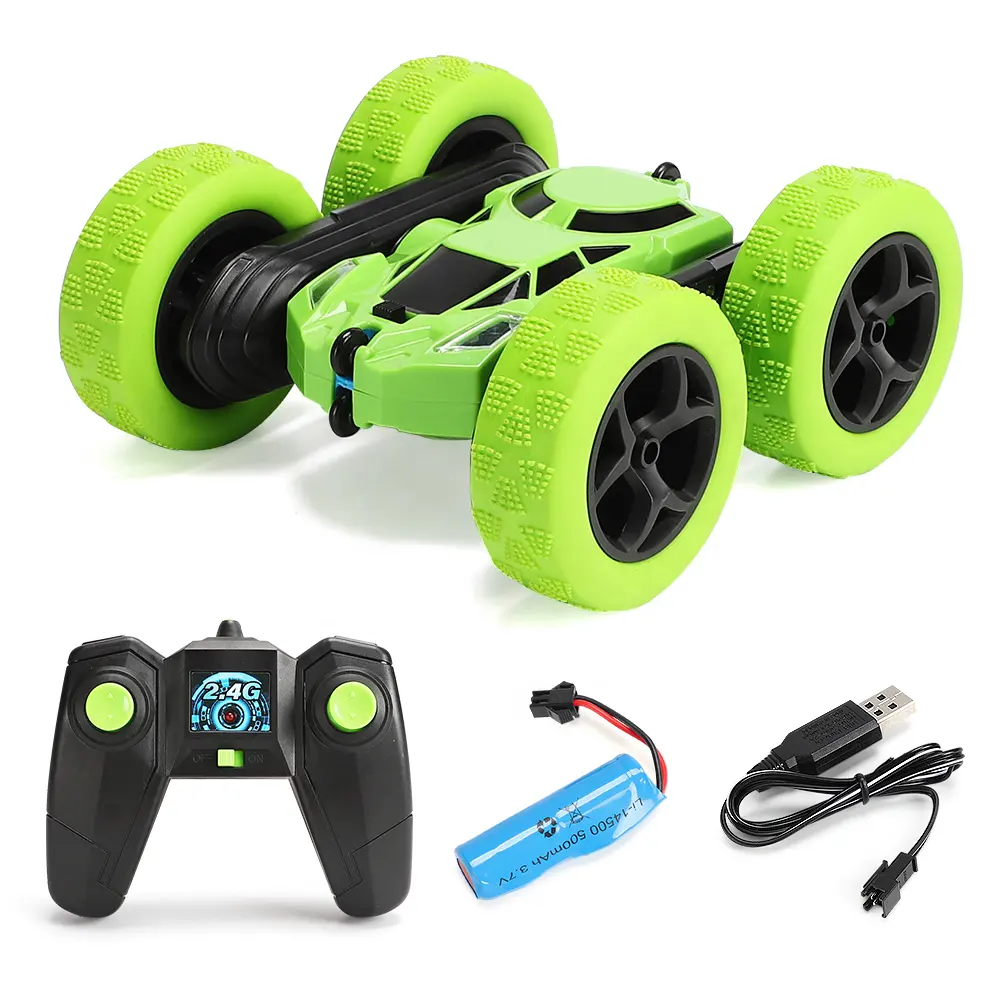 Coche de control remoto de conducción fuerte, 2,4G, coche acrobático de alta velocidad, luz de rotación 360, Control remoto, juguete automático de carreras, regalos de Navidad para niños