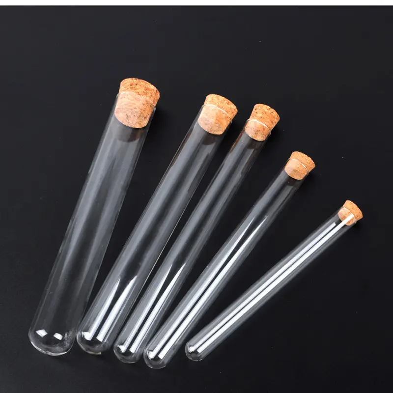 Wholesale high Quality Lab And Medical Round bottom heat resistant glass tube with cork lid