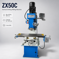 Machine de perçage et de fraisage verticale HongXi ZX50C, 8 vitesses, 60-1400 tr/min, table pivotante, broche MT4 45°, 220V/380V, usage moyen, CE ISO9001