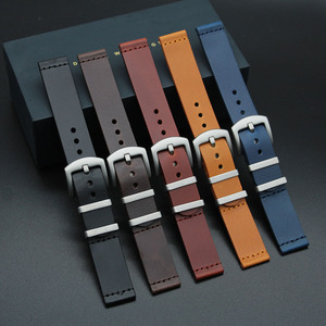 Correa de Reloj de Cuero Genuino Encerado de Primera Calidad con Liberación Rápida, Diseño Moderno, 18mm 20mm 22mm 24mm, Apta para Relojes Inteligentes - Product Image 2
