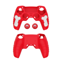 Coque de protection en silicone antidérapante bicolore pour manette, colorée avec deux capuchons de joystick à motifs multiples pour PS5 DualSense