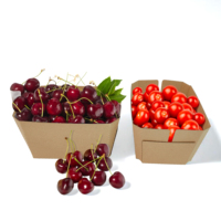 Barquettes d'emballage pour cerises, barquettes en carton ondulé durable, barquettes de marché, barquettes d'emballage pour fruits, barquettes pour fraises