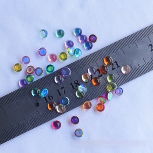 Cabochons en verre ronds de 6 mm de diamètre, irisés AB, à fond plat, semi-circulaires, embellissements colorés, strass plats brillants pour ongles - Product Image 2