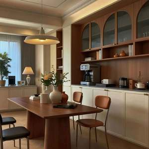 French <b>Retro</b> Wooden Dining Table with Storage Cabinet Modern Design Living Room <b>Furniture</b> for Hotel Apartment Villa - Product Image 1