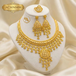 Gold Plated Trendy Statement <b>Necklace</b> Set with Engraved Pendant Dangling Charms Box Chain for Women's Wedding Ethnic Fashion - Product Image 1