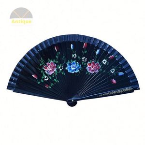 Elegante Abanico de Bambú Vintage para Boda, con Encaje Blanco y Borlas, Diseño Plegable Hecho a Mano, Técnica Pintada, Portátil - Product Image 5