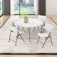 Produit populaire, table ronde pliable en résine plastique de haute qualité, blanche, pour banquet, fête, mariage, restaurant, table à tréteaux portable