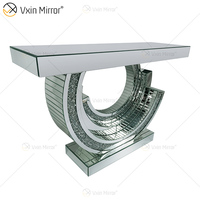 Table console miroir 3C en diamant écrasé scintillant, de fabrication originale, avec miroir, meubles de salon