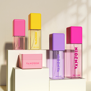 Nuovo flaconi vuoti per la cura <span class=keywords><strong>della</strong></span> pelle e vasetti per imballaggi cosmetici Set di plastica quadrata rosa bottiglia di siero per il viso per animali domestici e barattolo di <span class=keywords><strong>crema</strong></span> con scatola - Product Image 1