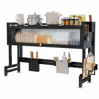 Lemari Penyimpanan Dapur Logam Rak Piring Anti Debu Pintu Tunggal Rangka Besi Panel Pintu PC 85 cm