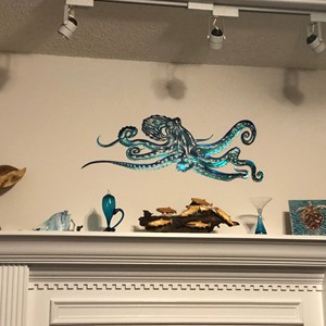 Décoration Murale 3D Pieuvre en Acier Aluminium 100% Antirouille OEM, Art Animal Marin, Revêtement Poudré Transparent, Couleurs et Tailles Personnalisables - Product Image 6