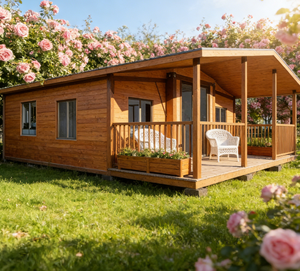 บ้านสำเร็จรูปเคลื่อนย้ายได้พร้อมระเบียงกลางแจ้ง ได้รับการรับรองมาตรฐาน CE บ้านขนาดเล็กทันสมัยสำหรับพักผ่อน สามารถปรับแต่งได้ตามต้องการ - Product Image 1