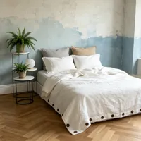 Parure de lit de luxe 300 fils en lin français 100 % tissé, motif uni, douce, écologique, taille Queen, housse de couette, drap et taies d'oreiller toutes saisons