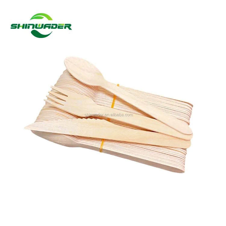 Design factory wholesale price reusable biodegradable party cake wooden cutlery spoon fork knife bulk manufacturer