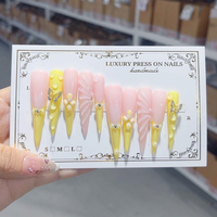 Faux ongles artificiels à pression longue faits à la main 10pcs faux ongles carrés à la mode haute conception d'emballage unique longue