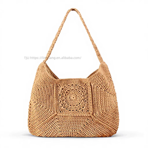 High-end Shoulder <b>Large</b> Capacity Cotton Woven ZIP Single Strap <b>Bag</b> New Grab Straw Vacation <b>Beach</b> All-match Women's <b>Bag</b> Tanjing - Product Image 1