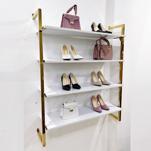 Pronto per la spedizione salvaspazio in acciaio inox a parete borsa espositore a parete montaggio a parete scarpiera scarpe Stand per negozio - Product Image 4