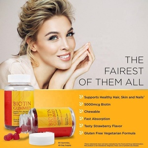 Gomas veganas naturales <span class=keywords><strong>10000</strong></span> mcg Biotina para cabello y uñas Producto de belleza para adultos y mujeres embarazadas Muestra gratis disponible - Product Image 3