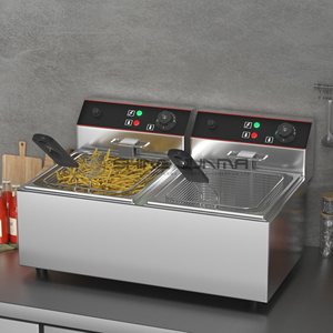 Comptoir Commercial En Acier Inoxydable Électrique Oeufs Friteuses Restaurant <span class=keywords><strong>8</strong></span> <span class=keywords><strong>Litres</strong></span> Double <span class=keywords><strong>Friteuse</strong></span> Avec Panier - Product Image 2