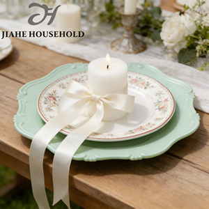 <strong>Sage</strong> Green Durable Ornate Plastic Wedding Charger Plate <strong>Dish</strong> - Product Image 5