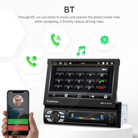 Podofo 1 Din Car MP5 Player 7 "Motorizado Pantalla táctil retráctil Radio de coche Estéreo Carplay Android Auto BT FM Soporte Cámara