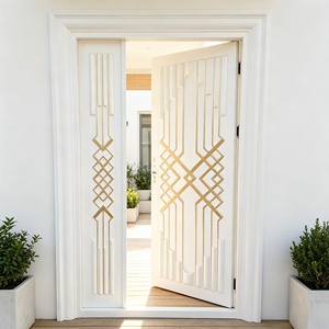 Portes extérieures modernes en alliage d'aluminium imperméable, portail double d'entrée de luxe en bronze gravé, anti-rouille, porte principale de villa - Product Image 6