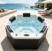 Spa de luxe pour jardin, pour 6 adultes, avec éclairage LED ambiant et bain de massage, adapté aux suites d'hôtel, aux maisons conteneurs et aux villas