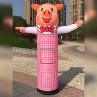 Bonheur Garanti - Grand Ballon Publicitaire Gonflable Rose en Forme de Cochon de Dessin Animé Mignon de 4,5 m pour Extérieur, Idéal pour les Barbecues et les Bienvenue, avec Bras Ondulants