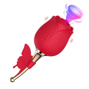 Mainan seks masturbasi wanita kedap air silikon pengisi daya USB Stimulator klitoris kupu-kupu <span class=keywords><strong>Vibrator</strong></span> penghisap berbentuk mawar untuk wanita - Product Image 1