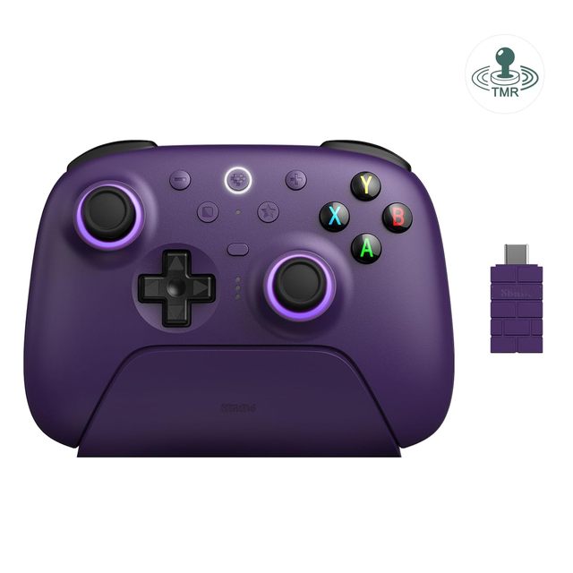 New 8BitDo Ultimate 2 Wireless Game Controller Charging Dock 2.4G Purple Gamepad for Switch Windows PC Switch Pro Controller