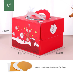Giáng sinh 6/8/10 inch xách tay bánh bao bì hộp với cửa sổ trong suốt với xử lý - Product Image 5