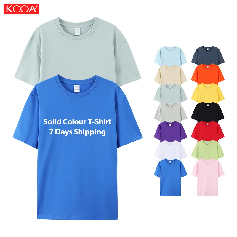 Camiseta 100% algodão personalizada para homens, camiseta unissex de alta qualidade, cor sólida, gola redonda, em branco