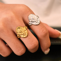 Bagues de doigt ajustables en acier inoxydable en forme d'ellipse pour femmes, étanches, accessoires 18 carats, bijoux de mode pour dames
