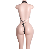 Tenue de strip-teaseuse en maille découpée avec chaîne en strass, lingerie exotique, tenue de danse sur barre, body de clubwear, tenue de performance