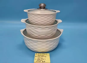 Số lượng lớn bán buôn bộ đồ ăn gốm bát canh với nắp 3 cái đặt hộ gia đình sứ nồi súp - Product Image 6