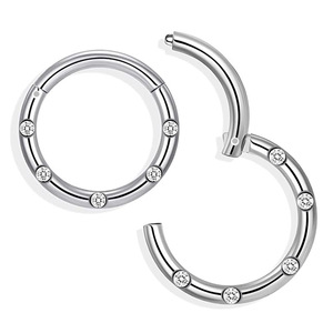 Anneau de nez en acier inoxydable 316L avec zircon, serti de griffes rondes, or rose, argent, noir, bijoux de piercing, cadeau - Product Image 2