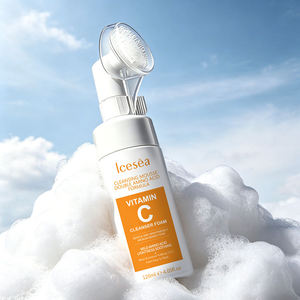 OEM ODM Mousse nettoyante à la vitamine C et aux double acides aminés, mousse nettoyante éclaircissante pour les pores profonds avec brosse en silicone 120ml - Product Image 3