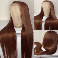 Perruque en cheveux humains brun chocolat sans colle, avec dentelle frontale HD 13x6 pré-épilée et baby hair, perruques à fermeture en dentelle 5x5 brun foncé pour femmes