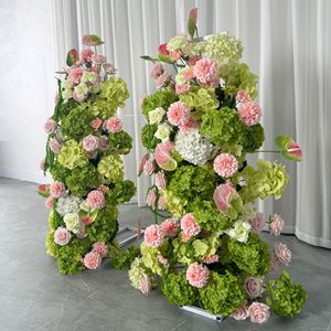 ซุ้มดอกไม้ประดิษฐ์สำหรับงานแต่งงาน ตกแต่งด้วยดอกไฮเดรนเยียสีชมพูและกุหลาบสีชมพู  งานจัดดอกไม้ที่ทนทาน ใช้เป็นฉากหลังสำหรับตกแต่งโต๊ะกลาง - Product Image 6